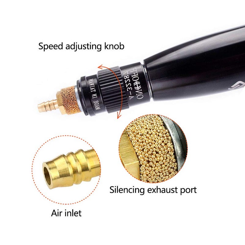 SI FANG Turbine Reciprocating Pneumatic Ultrasound Grinder Micro Pneumatic Air Pencil Die Grinder Kit for Mould Metal Lapping Filing Grinding Buffing Polishing Sanding Tools - Image 3
